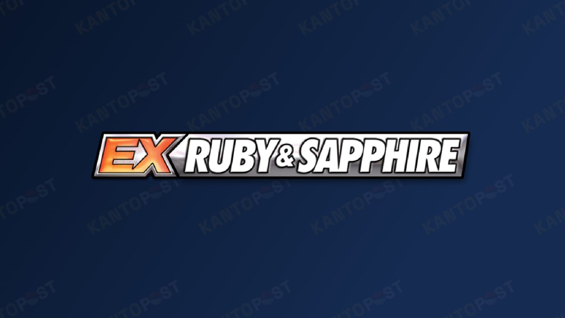 The logo for the Pokemon Ex Ruby & Sapphire era 