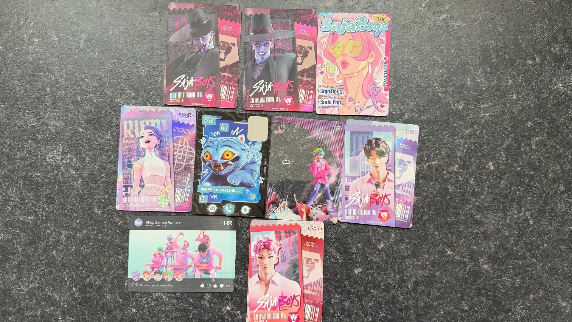 A selection of hits from the KPop Demon Hunters Collectible Trading Cards