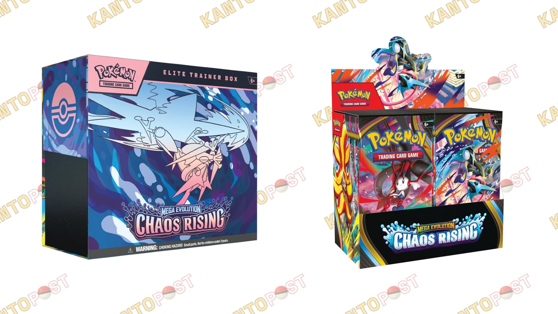 Pokemon Chaos Rising Elite Trainer Box and Booster Box next to eachother