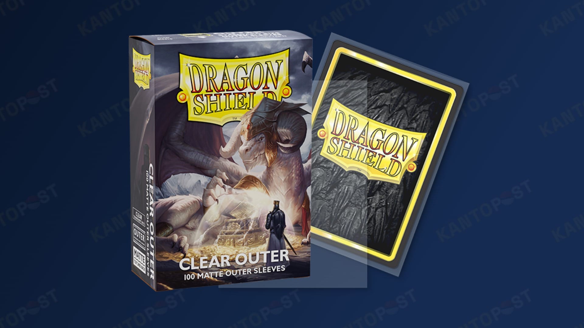 A box of Dragon Shield Clear Outer sleeves for Pokémon cards