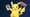 Pikachu holding a N's Zorua Pokemon card and a sign reading 'Kanto Post' on it